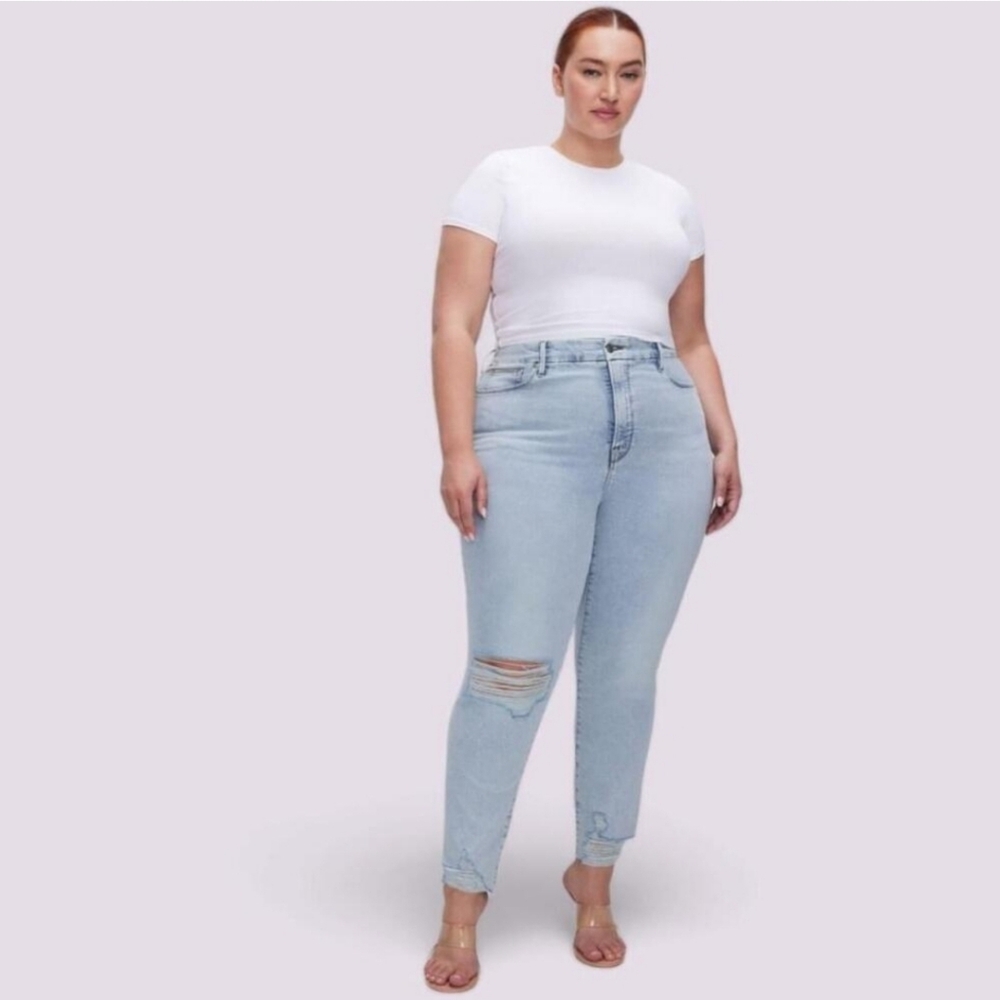 Good American Good Classic High Rise Skinnyish Jean sz 20 Distressed NEW $149